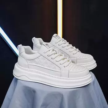 Douyin same men s shoes spring and summer new punching board shoes breathable little white shoes thick sole light luxury youth leisure sports shoes 38