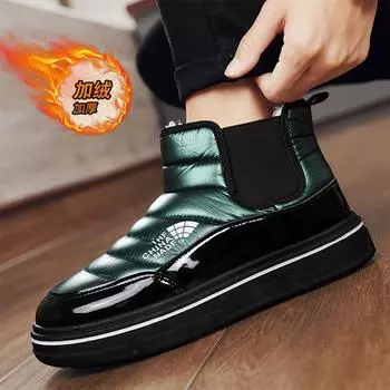 Douyin зимние бархатные теплые пуховые хлопковые туфли на платформе для отдыха на открытом воздухе мужские ботинки средней прочности Martin boots live snow boots 39