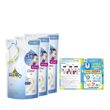 Dove 3в1 Пенящееся средство для умывания, удаляющее макияж, сменный блок 120 мл x 3 шт. с бонусом