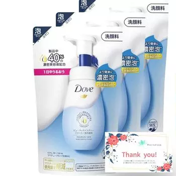 Dove Beauty Moisture Dry увлажняющая кремовая пенка для умывания лица сменный блок 125 мл x 3 Белый цветочный аромат Leaf Shop Эксклюзивная открытка с сообщением [четыре в комплекте]