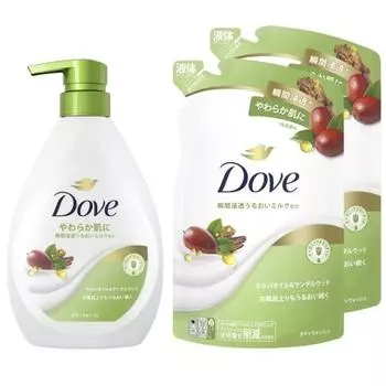 Dove Body Soap Jojoba Oil & Sandalwood (Body Wash) Body + Refill 470g + 330g x 2 pieces