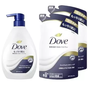 Dove Body Soap Premium Moisture Care (Body Wash) Body + Refill 470g + 330g x 2 pieces
