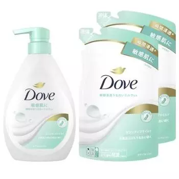 Dove body soap sensitive mild body wash body + refill 470g + 330g x 2 sensitive skin