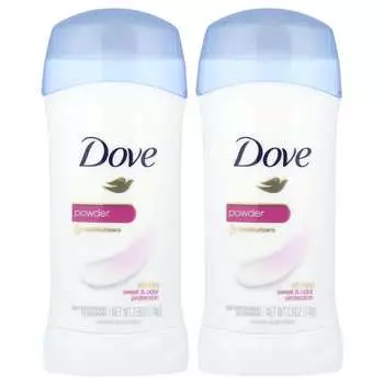 Dove, невидимый твердый дезодорант, в форме порошка, 2 упаковки, 74 г (2,6 унции) каждый