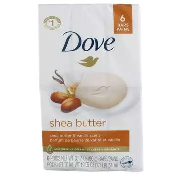 Dove Purely Pampering Shea Butter Beauty Bar со вкусом ванили, 6 штук в упаковке, 106 г, 6 штук