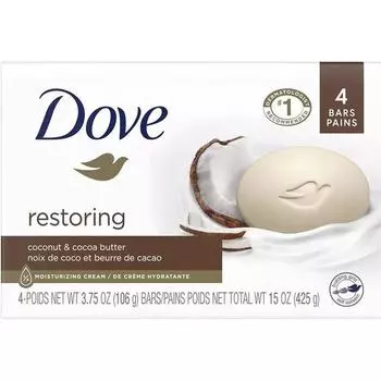 Dove Восстанавливающее мыло красоты с маслом кокоса и какао, 106 г, 4 упаковки