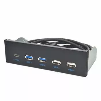 Dovhmoh Inch Gen2 Front Panel Usb Hub with 2 Port 2 Port 1 Port Connector 5.25 Usb3.1 Usb3.0 + Usb2.0 + Type-C Type-E чёрный