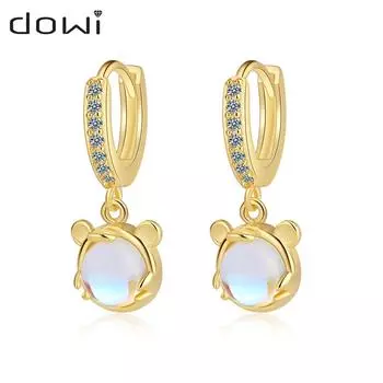 Dowi Высококачественные золотые серьги-клипсы в виде милого знака зодиака года тигра с бриллиантами и синтетической глазурью для женщин