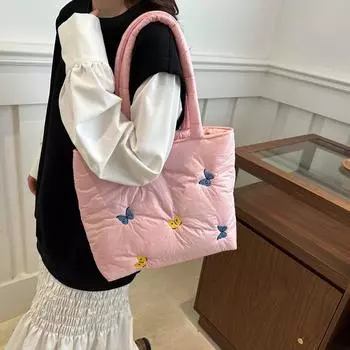 Down bag, new winter women s bag, advanced sense of foreign style, college students in class, leisure commuting handbag белый