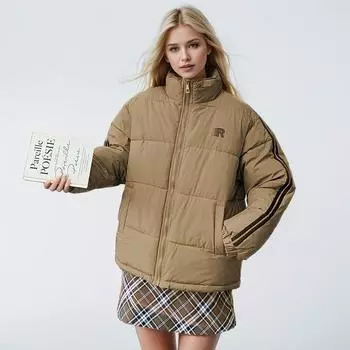 Down clothes for women s winter Korean version of college style versatile thickened padded clothes padded jacket M серый