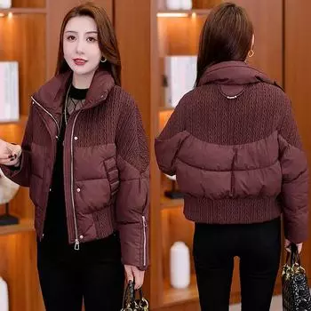 Down cotton fashionable and thin jacket women s down cotton jacket short warm foreign style small man M