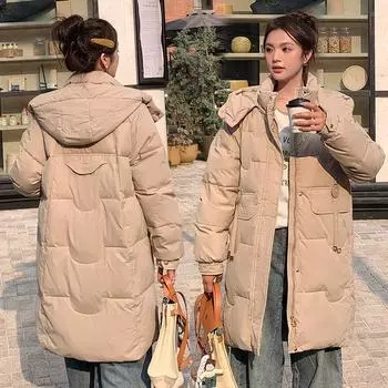 Пуховая хлопковая утепленная одежда для женщин, годовая хлопковая утепленная одежда модная и универсальная для женщин, зимняя свободная с капюшоном, хлопковая утепленная одежда M