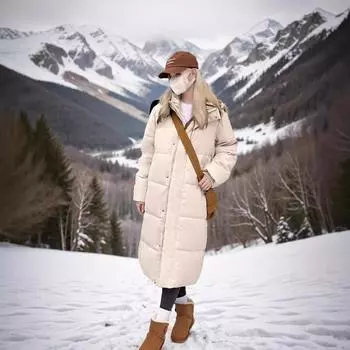 Down cotton-padded clothes for women s winter medium and long over-knee thickened bread clothes cotton-padded jacket S [Recommended below 52.5 kg] чёрный