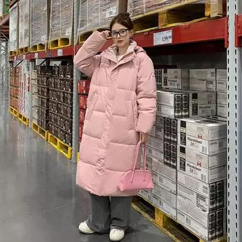 Down cotton-padded clothes for women s medium and long over-the-knee winter thickened cotton-padded jackets for students S [Recommended below 50kg] чёрный