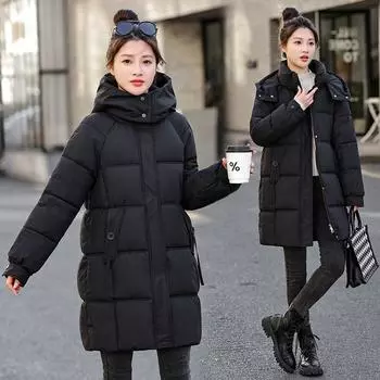 Down Cotton-padded Clothes Winter Cotton-padded Clothes Women s Fashion Warm Korean Version Loose Thickened Hooded Cotton-padded Jacket M
