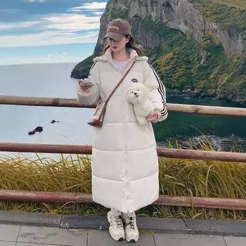 Down cotton-padded clothes women s cotton-padded clothes winter new loose over the knee long thickened cotton-padded jacket tide S чёрный