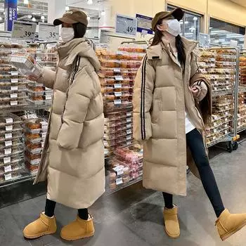 Down cotton-padded clothes women s medium and long over the knee 2024 new loose winter cotton-padded women s popular thickened cotton-padded s M покинуть белый