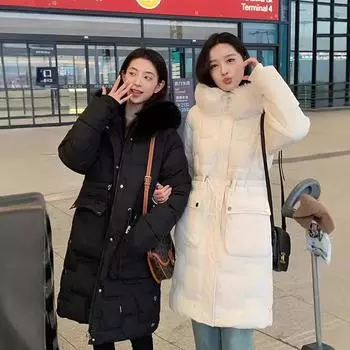 Down cotton-padded clothes, women s medium and long styles, waist and thin winter coats, thickened cotton-padded jackets, new trends in the year M