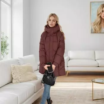 Down Cotton-padded Clothes Women s Medium and Long Winter Popular Large Size Thickened Fashionable Loose Warm Cotton-padded Jacket M