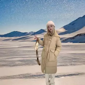 Down cotton-padded clothing women s clothing medium and long winter fashion thickened and thin cotton-padded jacket M [Recommended below 52.5 kg] чёрный