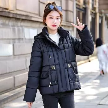 Down cotton-padded jacket with removable sleeves, season short vest, loose two-wear vest jacket. M