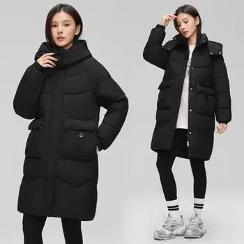 Down Cotton-padded Women s Medium and Long 2025 New Fashion Angola Red Thickened Winter Cotton-padded Women s Coat M