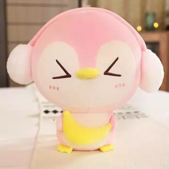 Down Cotton Soft Earphones Penguin Plush Toy Doll Antarctic Penguin Throw Pillow Children Sleep Holding Doll 20cm розовый