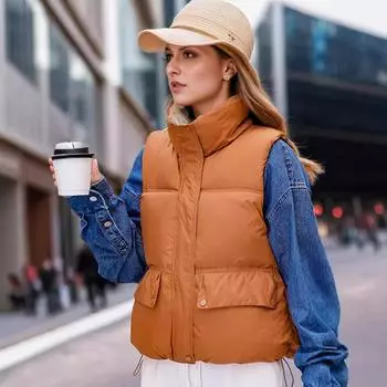 Down cotton vest new sleeveless vest light and thin thermal jacket in autumn and winter M чёрный