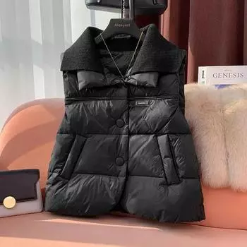 Down Cotton Vest Stitching Ladies Winter Wear Sleeveless Jacket Trend XXXL