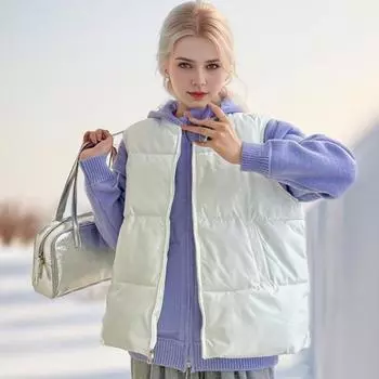 Down cotton vest women s autumn and winter Korean version Xiaoxiangfeng stand-up collar sleeveless vest outer vest M