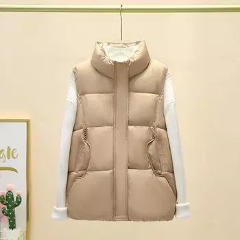 Down cotton vest women s new winter lightweight stand-up collar and shoulders are thin and warm, and small people wear horse clips outside M белый