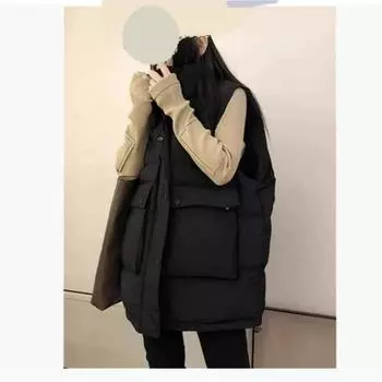 Down Cotton Vest Women s Outer Wear Winter Thickened Plus Size Trendy Vest Loose Vest Jacket All-match XXL