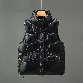 Down Cotton Vest Women s Short Autumn and Winter Glossy Vest Loose Thick Warm Vest Jacket XXXL