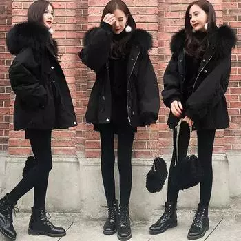 Down Hooded Padded Jacket Women s Winter Short Padded Jacket Female Students Fur Collar Waist Padded Jacket Thick Jacket Women XXXL