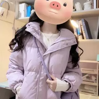 Down jacket medium and long cotton-padded jacket women s 2024 new winter Korean version loose small thickened knee-padded jacket S recommends less than 55kg