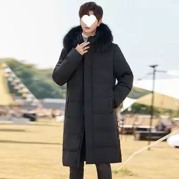 Down Jacket Men s Medium and Long Winter New Korean Version Trend Thickened Knee Loose Large Size Men s Jacket M