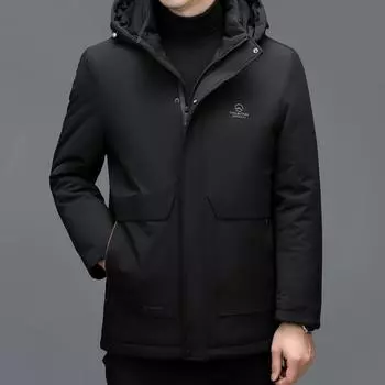 Down jacket men s medium-length fox big fur collar extreme cold thickened middle-aged and elderly dad casual lapel middle-aged jacket M