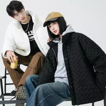 Down Jacket Men s New White Duck Down Jacket Stand Collar Couple Style Women s Thickened Solid Color Warm Bread Jacket Men s Trendy M