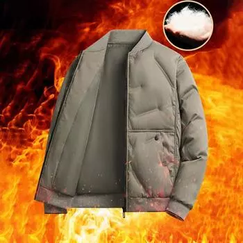 Down Jacket Men s Winter Business Stand Collar Casual Fashion Warm Windproof and Cold Proof Baseball Jacket Men s Clothing XXXXXL чёрный