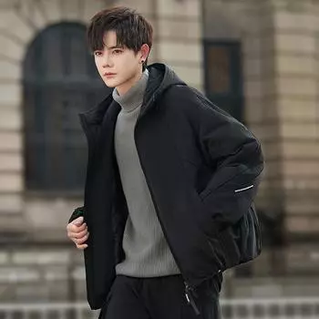 Пуховик мужской зимняя новая легкая и теплая молодежная американская повседневная мужская куртка Tooling S чёрный