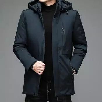 Пуховик мужской зимний теплый повседневный для молодежи и среднего возраста мужской пуховик с капюшоном и съемной подкладкой мужская одежда L