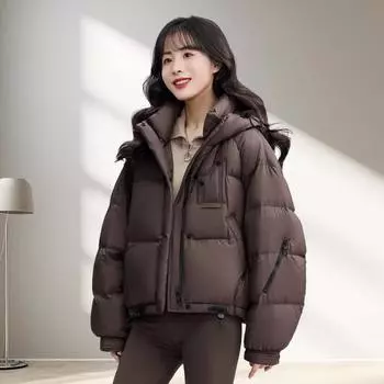 Down Jacket Women s High-end Women s Clothing New Short Duck Down Korean Version Down Jacket Factory Bread Jacket S (recommended 100-62.5 kg)