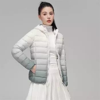 Пуховик женский легкий и тонкий осень-зима 2024 новые модели постепенно меняют моду тонкая короткая легкая теплая куртка с капюшоном S