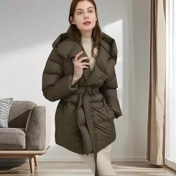 Down Jacket Women s Medium and Long 2025 New Winter Women s Clothing Jiangnan Style Simple Warm Duck Down Jacket S: (recommended weight 80-105)