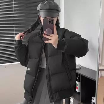 Down jacket women s stand-up collar 2024 winter Korean version of white duck down small man fashion thickened solid color versatile coat tide S recommended weight 90-62.5 kg сине серый