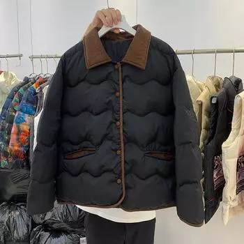 Down jacket women s winter 2024 new commuter wind short contrasting color lapel white duck down small coat S