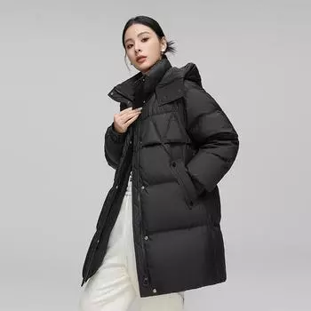 Down Jacket Women s Winter Clothing Medium and Long 2025 New Korean Version 90 Duck Down Hooded Fashion Warm Jacket Jacket S (recommended 80-50kg)