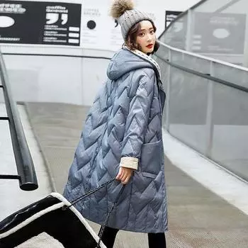Down Jacket Women s Winter Medium and Long White Duck Down Over the Knee Fashion Thin Coat S size 90-60kg