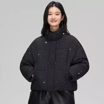 Down padded jacket 2025 winter new cotton jacket short comfortable and versatile fashion casual warm stand-up collar solid color M