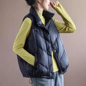 Down vest women s high-end women s coat vest vest duck down jacket women s short down jacket vest One size fits all (40kg-75kg recommended) белый